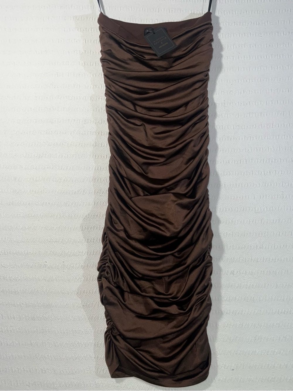 Michael Costello x Revolve Ruched Strapless Dress Womens XS Brown Formal Evening - Picture 1 of 6